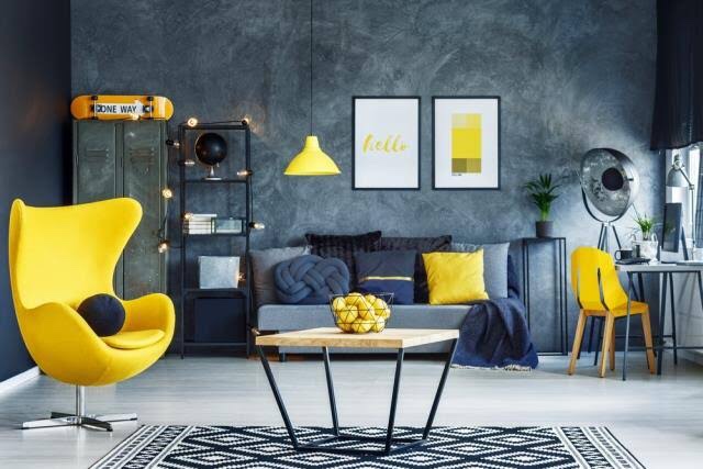 Bright coloured armchairs 